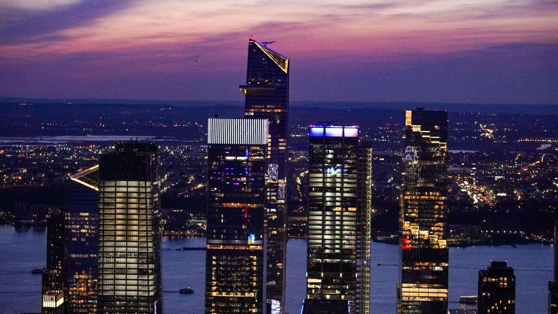 New York City skyline at dusk